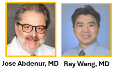 Headshots of Jose Abdenur, MD, and Ray Wang, MD.