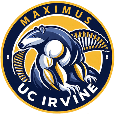 Logo for MAXIMUS program at UC Irvine with a muscled-up anteater. 