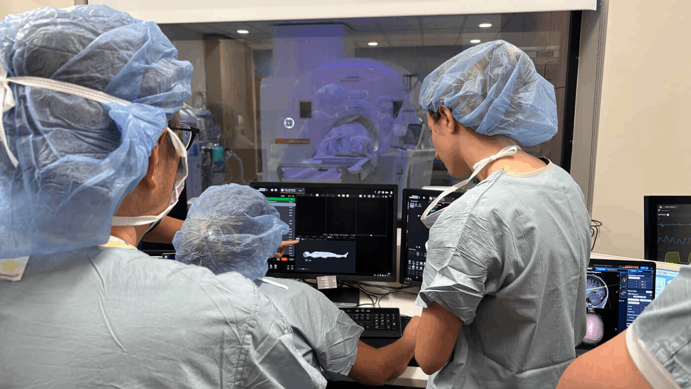 Doctors in an MRI suite.
