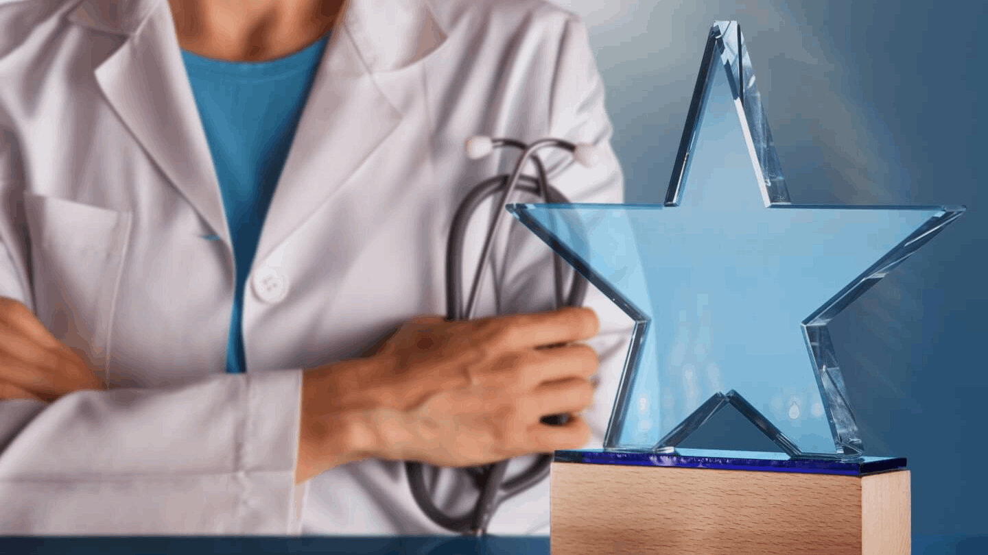 Graphic of a doctor with a star award